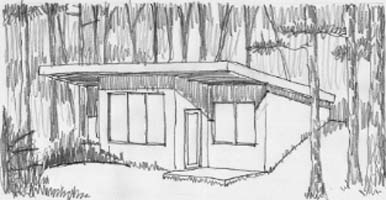 A sketch of our demonstration cabin in Murphy, North Carolina