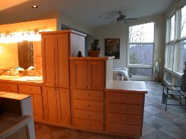 The cabinet between the master bedroom and bathroom