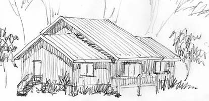 A sketch of the street view of this home