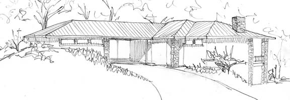A sketch of the driveway approach to this home