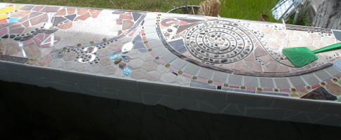 An artistic ceramic countertop made for the house