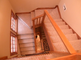 Looking down the stairway.